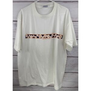 Vintage All Sport Max Weight California Hibiscus Floral‎ T-Shirt White Large 90s
